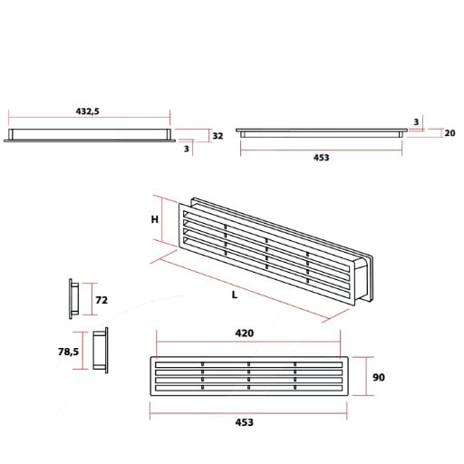 grelha de porta dimensoes